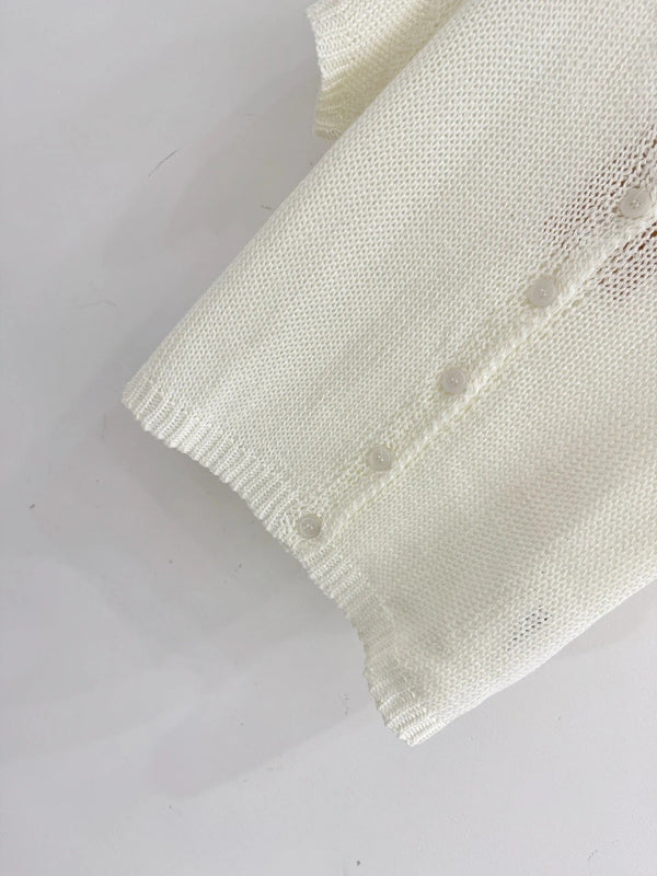 Miu 2026 Short Knit Cardigan White Wool 396496