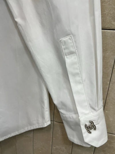 Chemise brodée logo Chanel 2026 coton blanc 356991