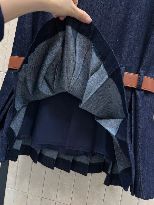 Miumiu 2026 Robe sans manches en jean Coton bleu foncé 357003