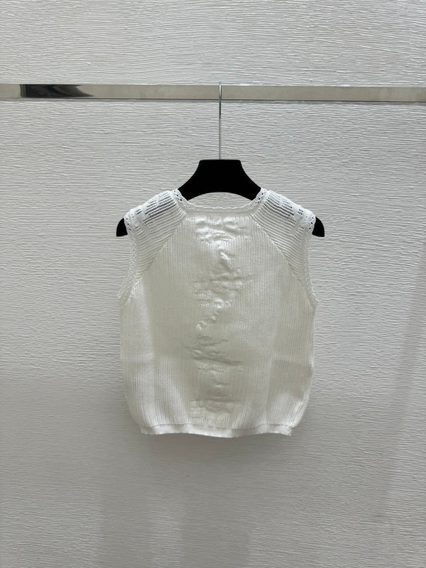 CC 2026 Round Neck Knitted Vest White Cotton 516805