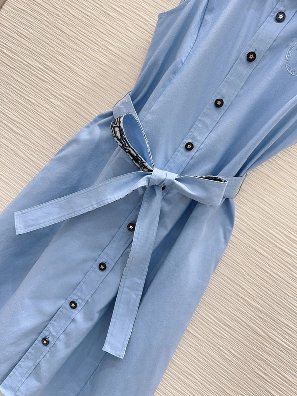 CD 2026 Vest Dress Blue Cotton 384557