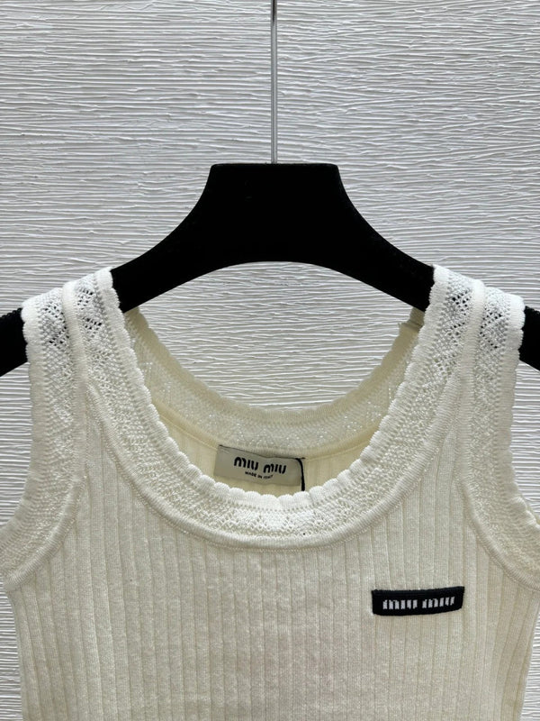 Miumiu 2026 Vest Black White Yellow Linen