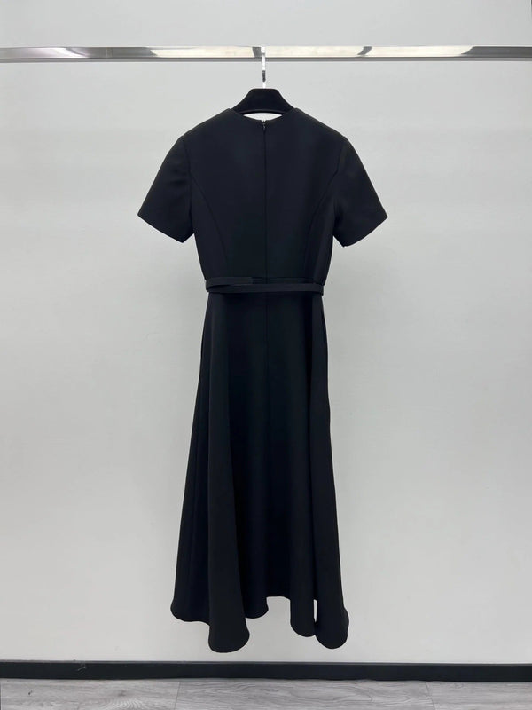 CD 2026 Robe Ceinturée à Nœud Noir Polyester 445444
