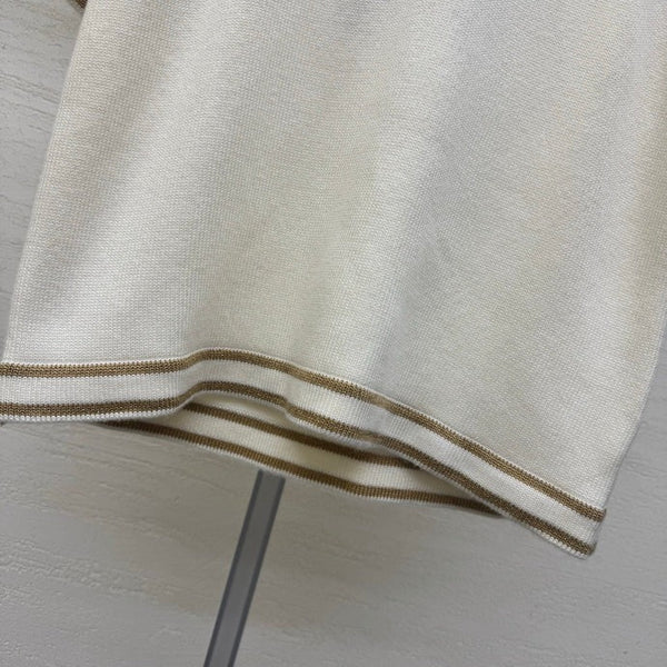 T-shirt Chanel 2026 en cachemire et laine crème à col rond et manches courtes 356959