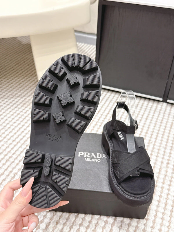 PRA 2026S Platform Sandals Black Canvas 657528