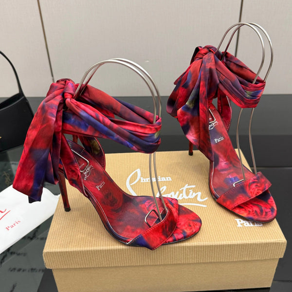 CL 2026 Heeled Sandals 100mm Printed Crepe Satin 791569