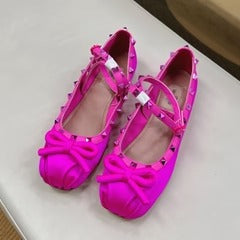BALLERINES VALENTINO GARAVANI ROCKSTUD EN SATIN ROSE FUSCHIA