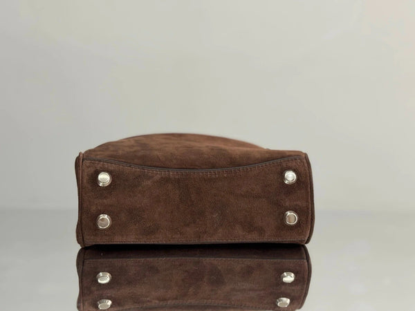 Balenciaga Mini Bag 22 Coffee Brown Suede Sliver Hardware