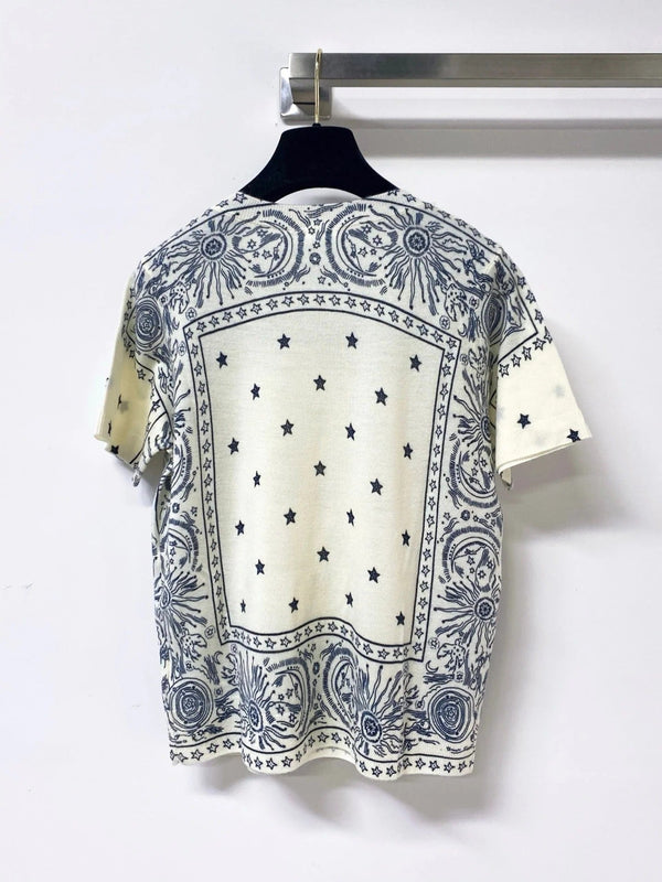 CD 2026 Color-Blocked Knit Short-Sleeve Top Wool 463380