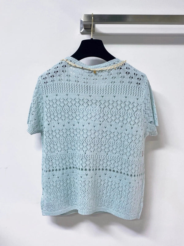 CC 2026 Blue Knitted Short-Sleeved Top Cotton 479942