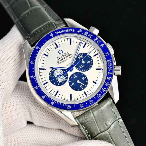 Omega Speedmaster Professional Moonwatch 42cm White Dial Khaki Leather Strap