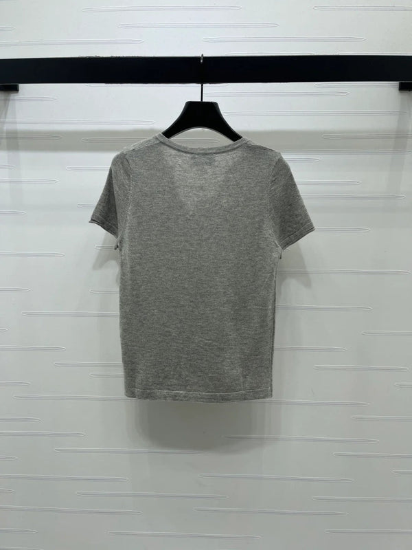 Chanel 2026 Chemise col V manches courtes Laine Cachemire