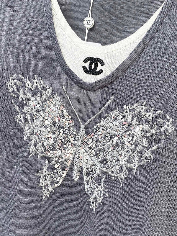 CC 2026 Navy Short-Sleeved Shirt Butterfly Graphic Wool 358851