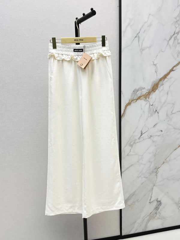 Miu 2026 Elastic Waist Straight Leg Pants Polyester 435240