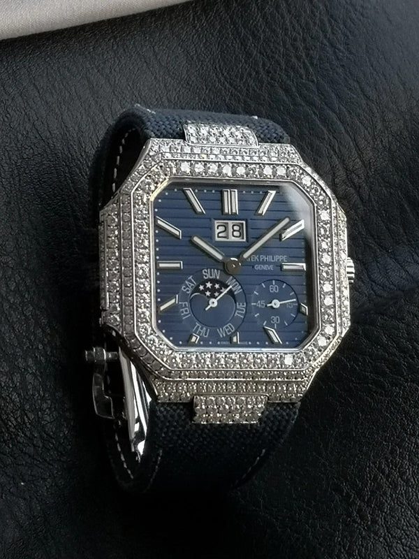 Patek Philippe Cubitus 45mm Diamond Case Blue Fabric Strap