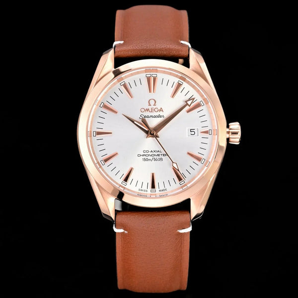Omega Seamaster 150M Aqua Terra Observatory 39mm Brown Leather Strap