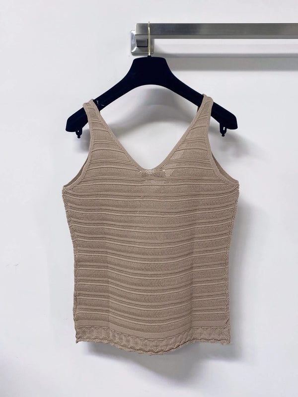 CD 2026 Knitted Tank Top V-neckline Brown Polyamide 479869