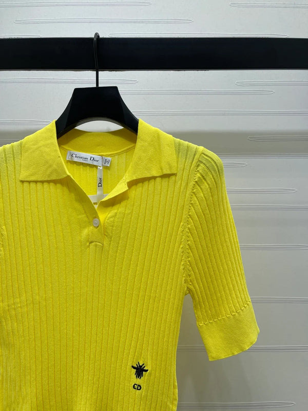 Dior 2026 Slim Fit Collared Knit Short-Sleeve Shirt Wool
