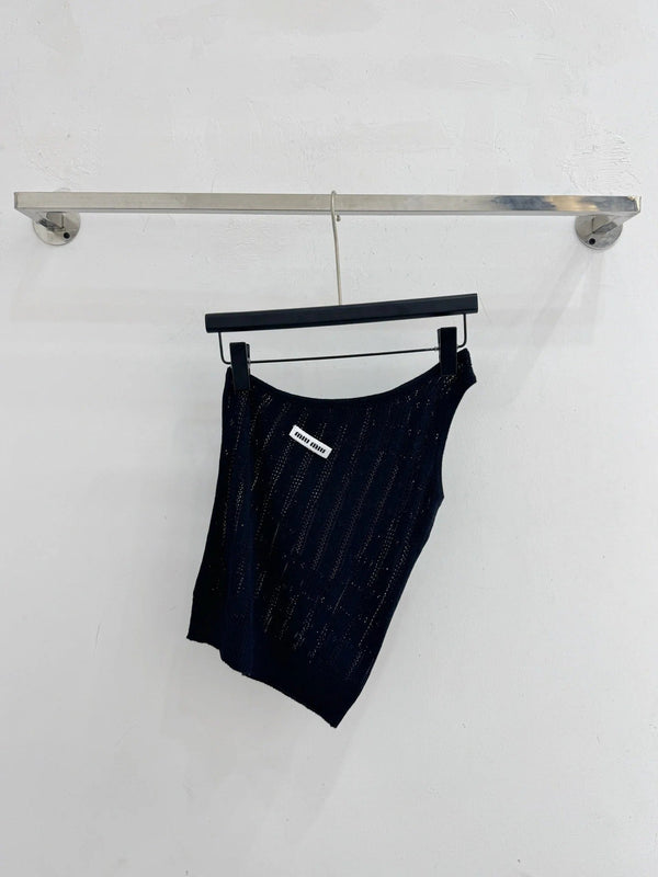 Miu Camisole en tricot ajouré à épaules dénudées en laine 2026 445545