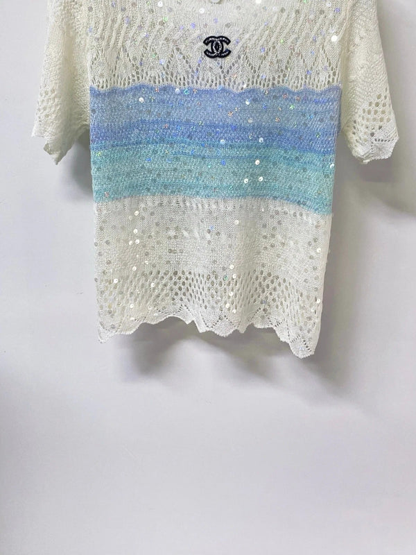 CC 2026 Short-Sleeved Shirt Blue White Wool 479938