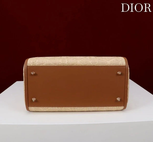 Dior 2026 Lady Dior Bag 24cm Beige Brown Raffia Leather