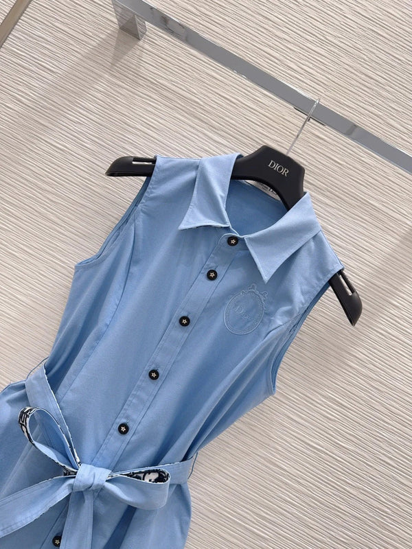 CD 2026 Vest Dress Blue Cotton 384557