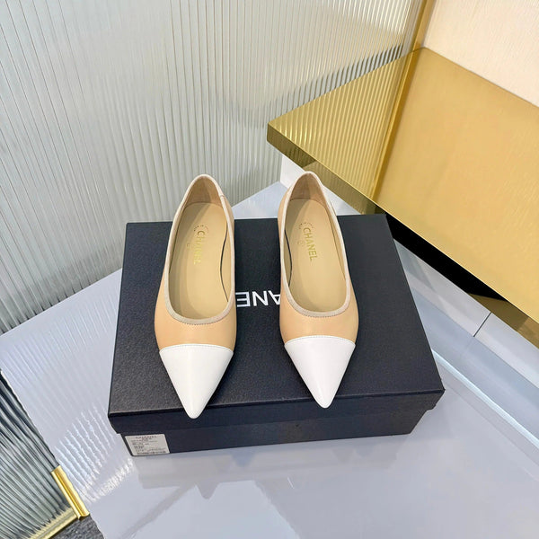 Chaussures plates CC 2026, agneau beige et blanc, 668125