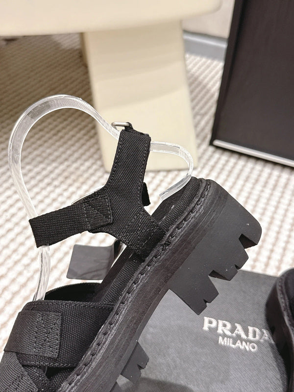 PRA 2026S Platform Sandals Black Canvas 657528