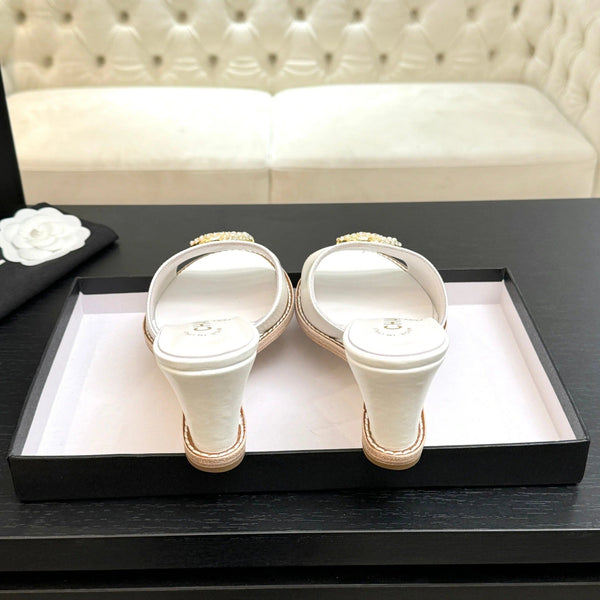 CC 2026 Wedge Sandals 65 White Lambskin 667771