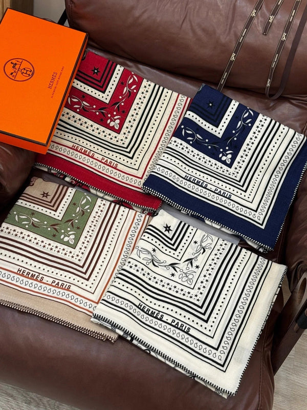 HERMES 25S SCARF 140 IN CASHMERE SILK 727317