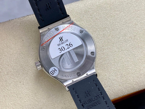 Hublot Classic Fusion Titanium Diamonds 33mm Watch Grey Leather Strap