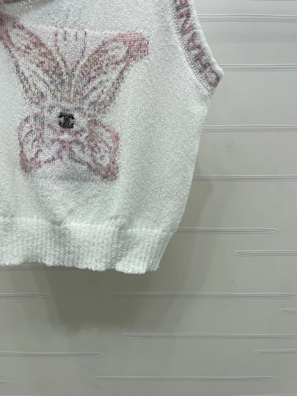 Chanel 2026 Gilet papillon en maille à épaules dénudées Laine Cachemire