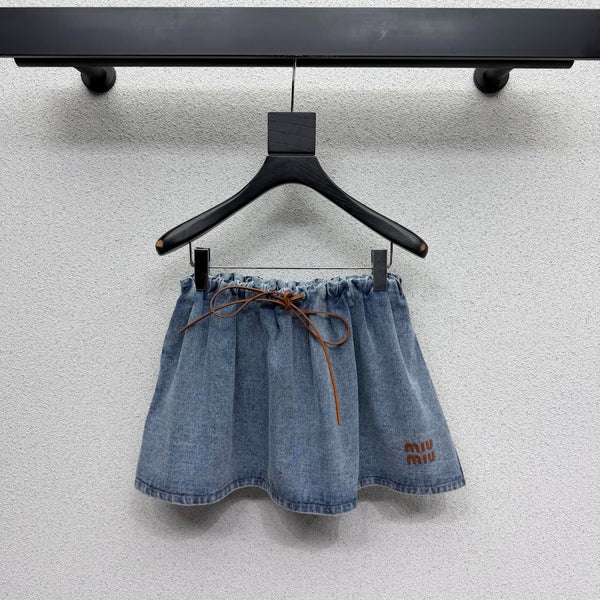 Miu 2026 Jupe Midi en Jean Coton Bleu 384244
