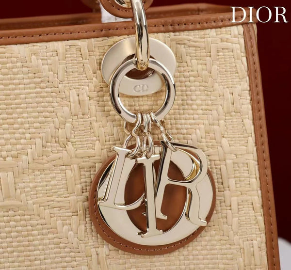 Dior 2026 Lady Dior Bag 24cm Beige Brown Raffia Leather