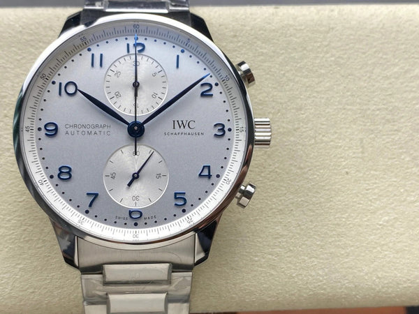 IWC Portuguese Silver 41mm Cream Dial Blue Numerals Steel Case