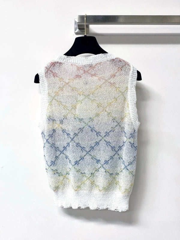 CC 2026 White And Multicolored Knit Tank Top Wool 439844
