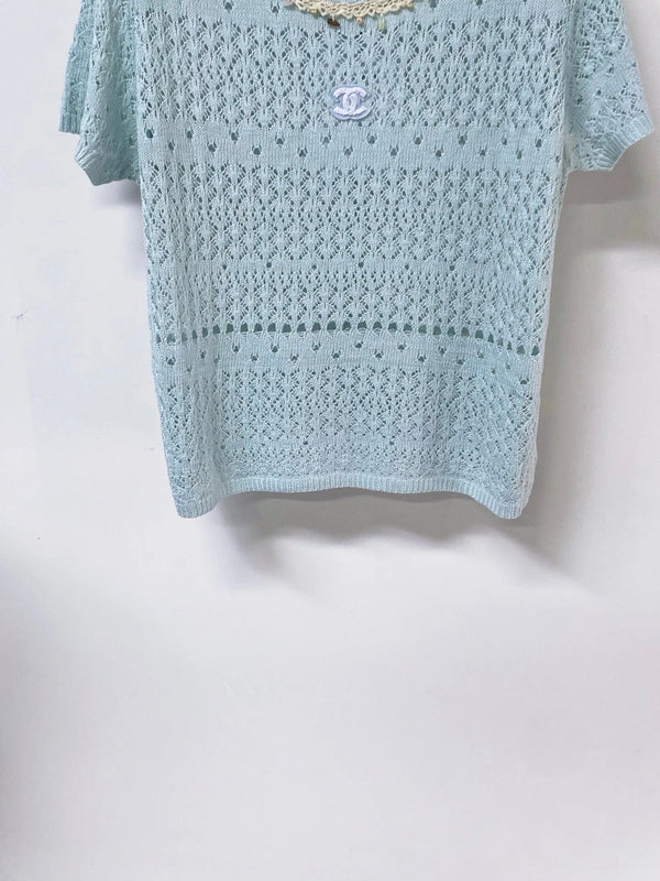 CC 2026 Blue Knitted Short-Sleeved Top Cotton 479942