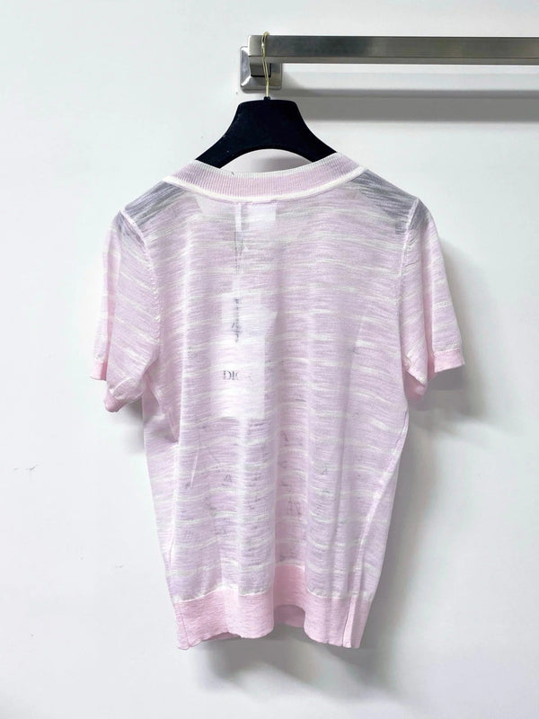 CD 2026 Striped V-neck Short-Sleeve Shirt Viscosa 487999