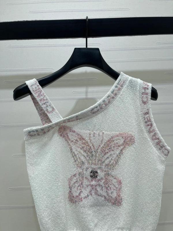 Chanel 2026 Gilet papillon en maille à épaules dénudées Laine Cachemire