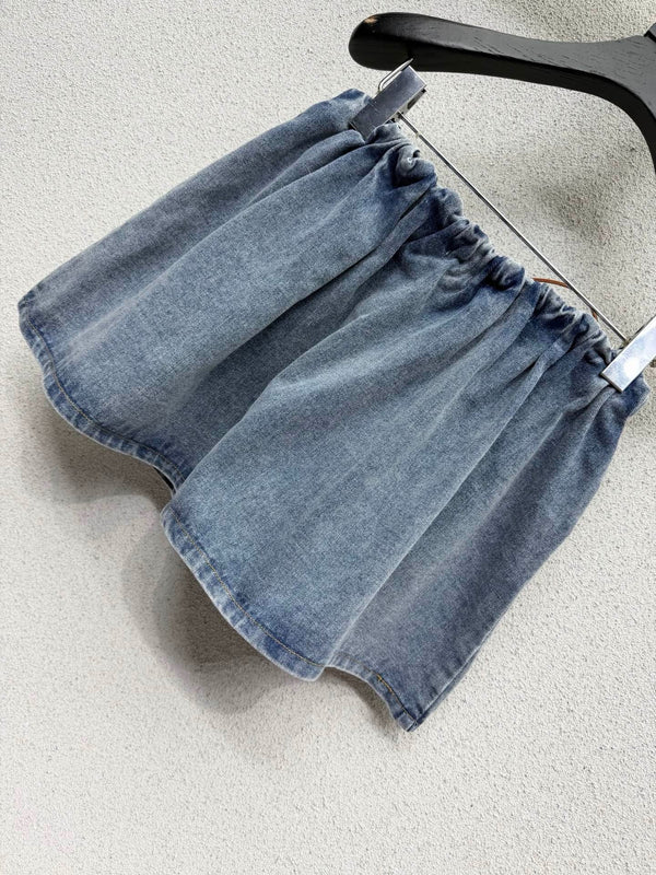 Miu 2026 Jupe Midi en Jean Coton Bleu 384244