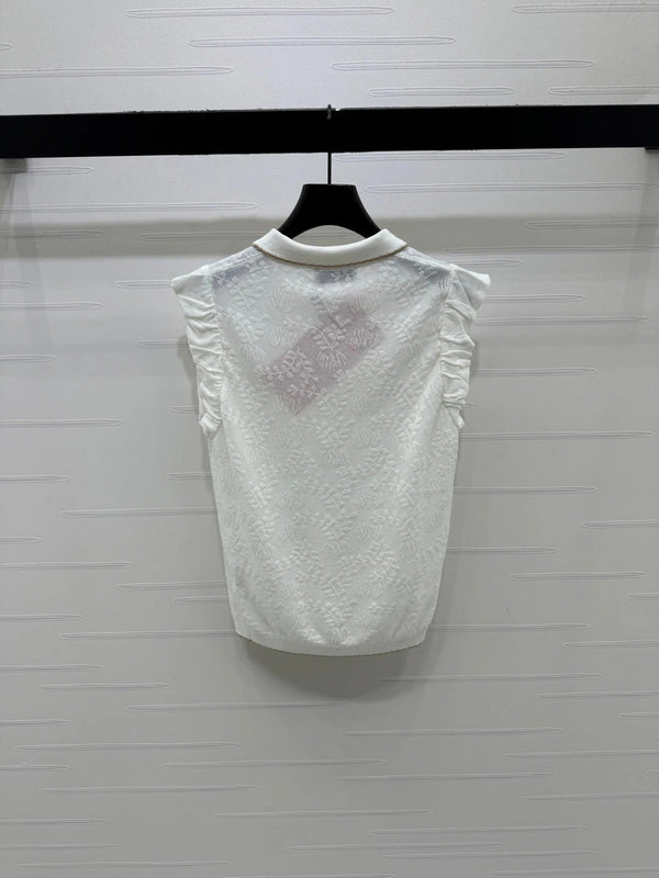 Miu 2026 Gilet en maille jacquard à col Laine Nylon 442704