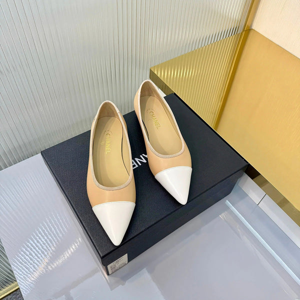 Chaussures plates CC 2026, agneau beige et blanc, 668125
