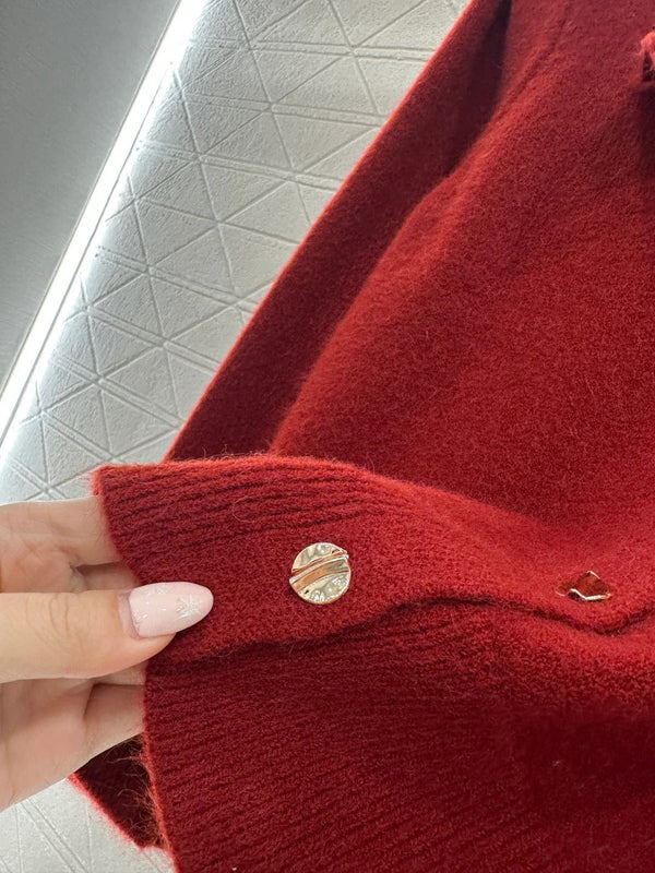 CC 26 Cardigan en maille à nœud rouge Laine 329957