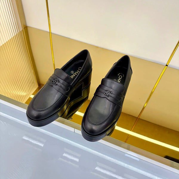 CC 2026 Chunky Heel Loafers 65 Black Calfskin 667753