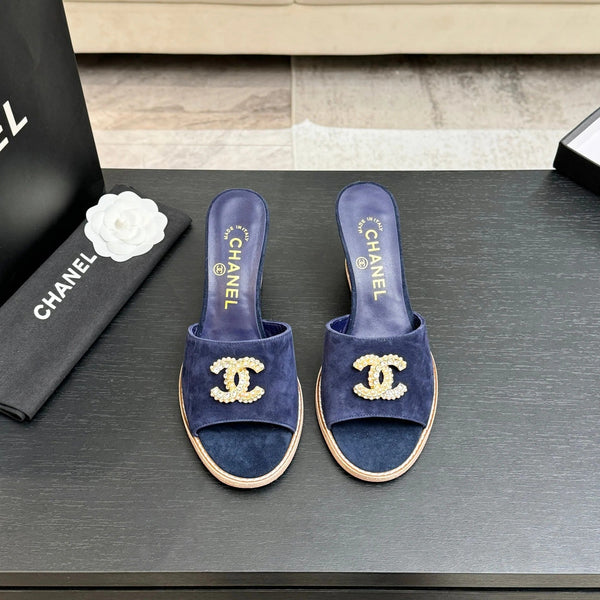 CC 2026 Wedge Sandals 65 Dark Blue Suede 667769