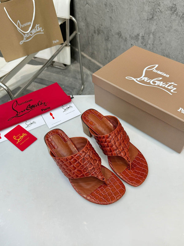 CL 2026 Tongamule Sandals 70mm Croc-Embossed Leather 780399