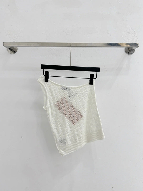 Miu Camisole en tricot ajouré à épaules dénudées en laine 2026 445545