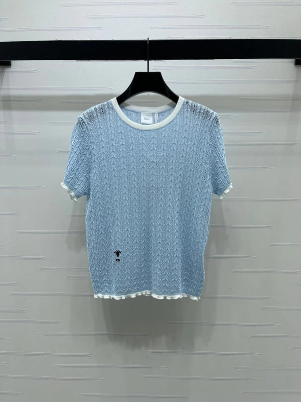 Dior 2026 Cable Knit Textured Short-Sleeve T-Shirt Wool 48244