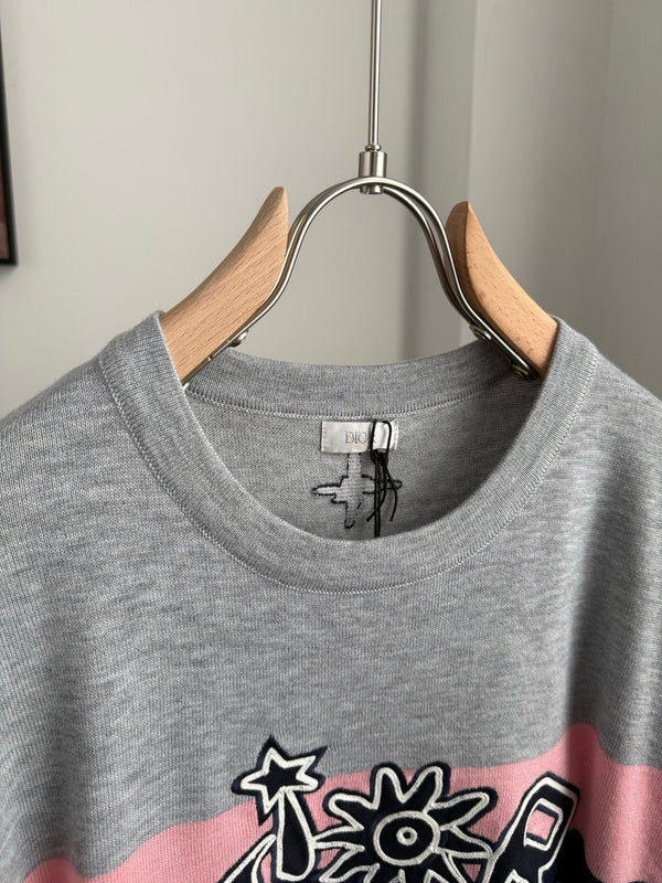 CD 2026 Knit Short-Sleeve T-Shirt Grey Cotton 482700