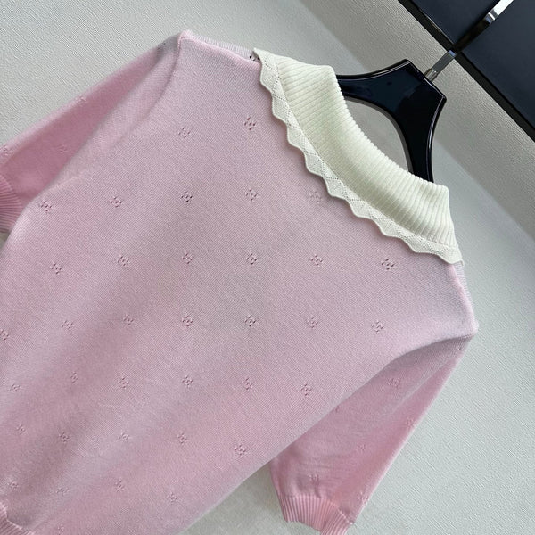 Miu 2026 Collared Short-Sleeve Knit Cardigan Wool 431998